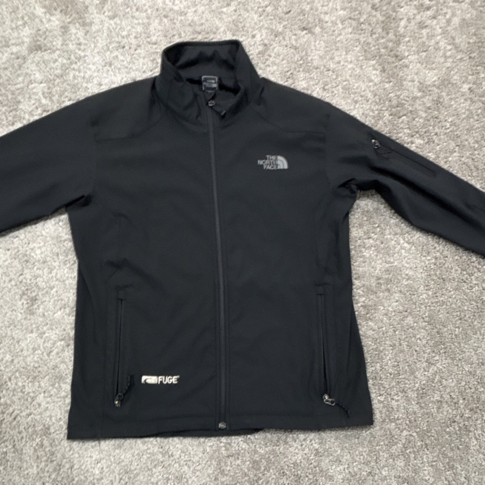 The‎ North Face Black Softshell Jacket Full Zip Stand-Up Collar Mid-Length Men's